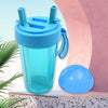 7125 2 Drinks in 1 Cup Water Bottle, Stable Sturdy Dual Use Bottle 2 Straws for Shopping Travel for Outdoor Activities (1 Pc)