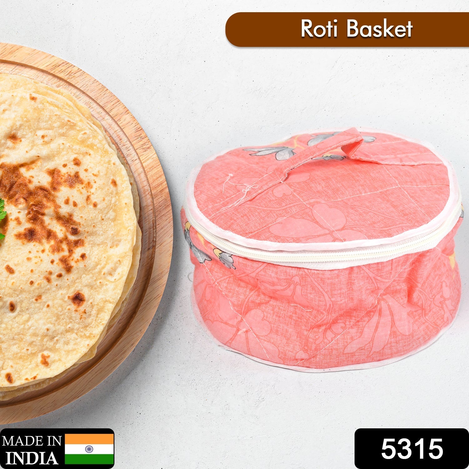 5315 Hot Chapatti Box | Roti Cotton Cloth Casserole | Basket | Washable | Roti Rumals with Multi Color 