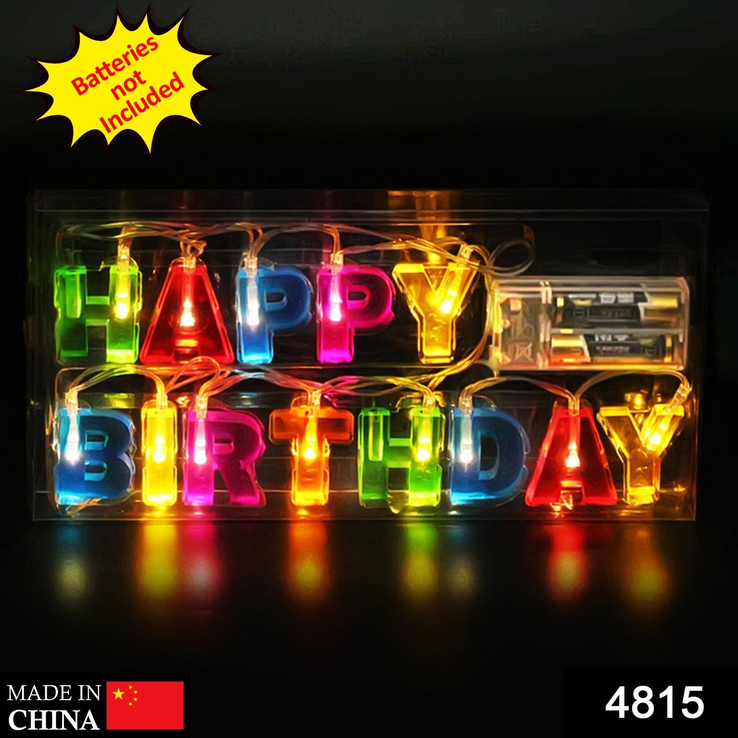 4815 Decoratives Plastic Happy Birthday 13 LED Letter Battery Operated String Lights, Outdoor String Lights (Multicolour) 