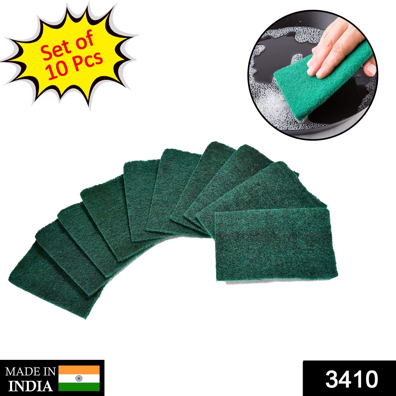 3410 Scrub Sponge Cleaning Pads Aqua Green  10PCS 