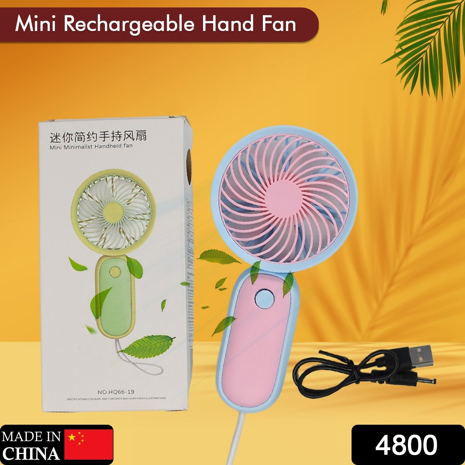 4800 Mini Handheld Fan Portable Rechargeable Mini Fan Easy to Carry, for Home, Office, Travel and Outdoor Use 