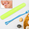 12721 2 in 1 Soft Toothbrush and Tongue With Toothbrush Cover Cleaner Scraper for Men and Women, Kids, Adults Plastic Toothbrush Cover / Case / Holder (1 Pc)