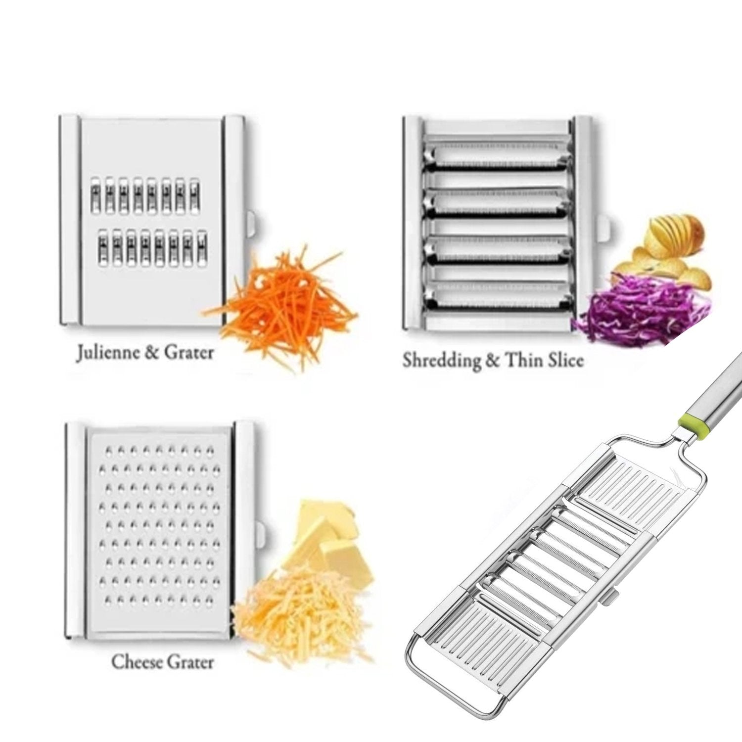 2598 Multipurpose 3 in1 Stainless Steel Grater and Slicer 