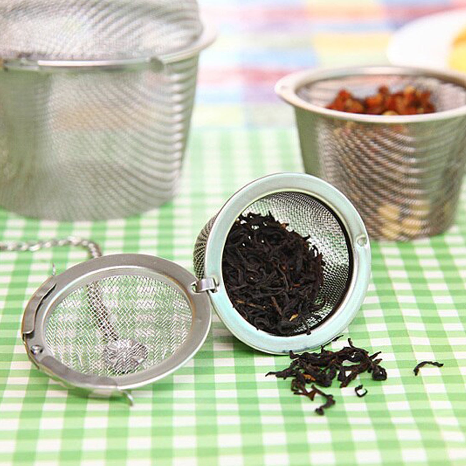 2861 Stainless Steel Spice Tea Filter Herbs Locking Infuser Mesh Ball 