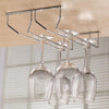 5266 Wine Glass Holder Hanging Drinking Glasses Stemware Rack Under Cabinet Storage Organizer Double Row For Baar & cafes Use 