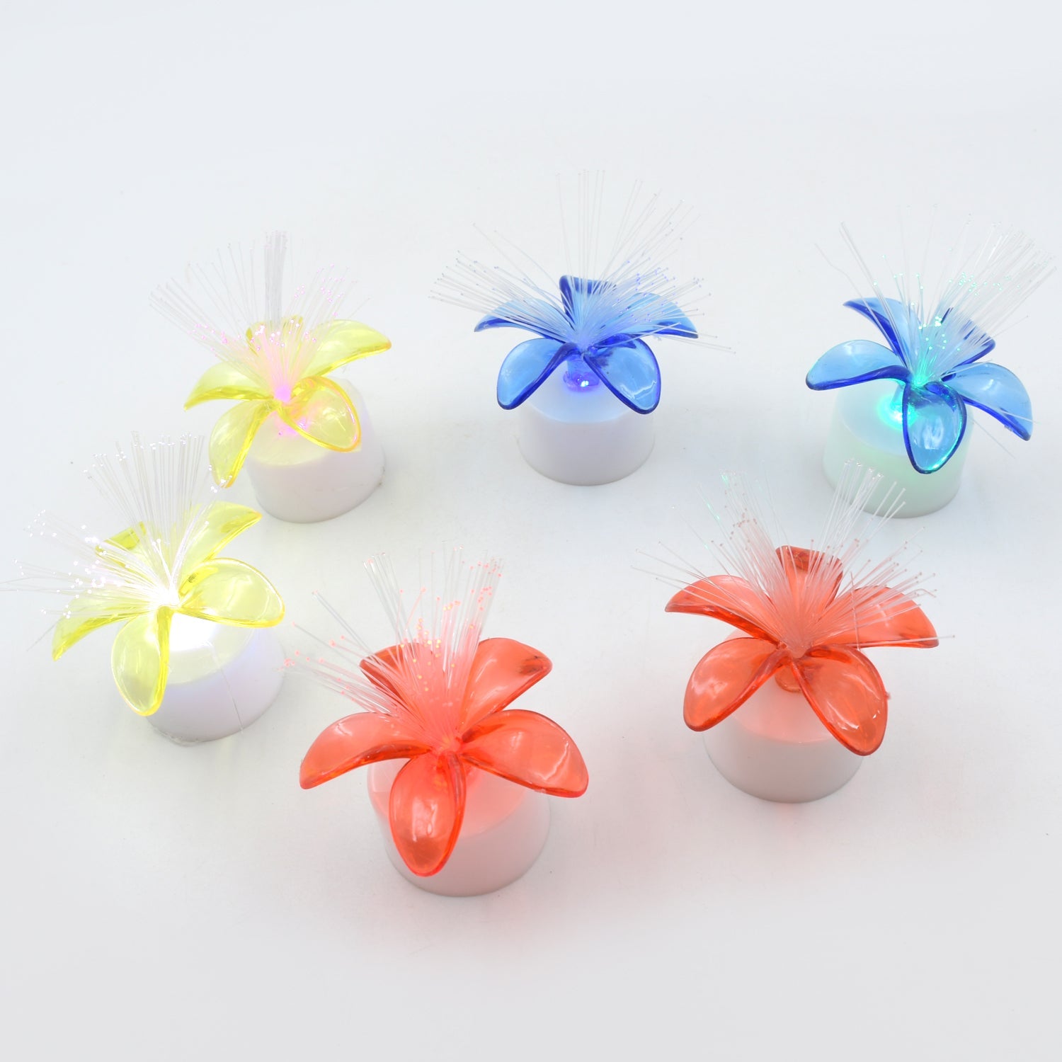 6237A Fiber Optic Light, Mini Color Change LED Table Centerpieces, Light Up Candle - Pack of 6