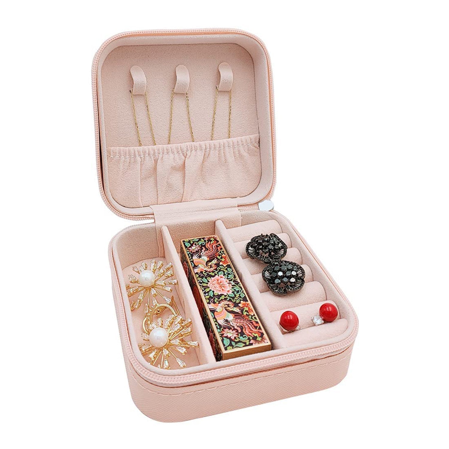 8782 Jewellery Box for Women, Mini Portable Jewelry Box Organiser,PU Leather Jewlerrying Display Holder, Small Travel Jewellery Box for Girls, Women, Mother, Daughte, Travel Ring, Pendant, Earring, Necklace Storage Case