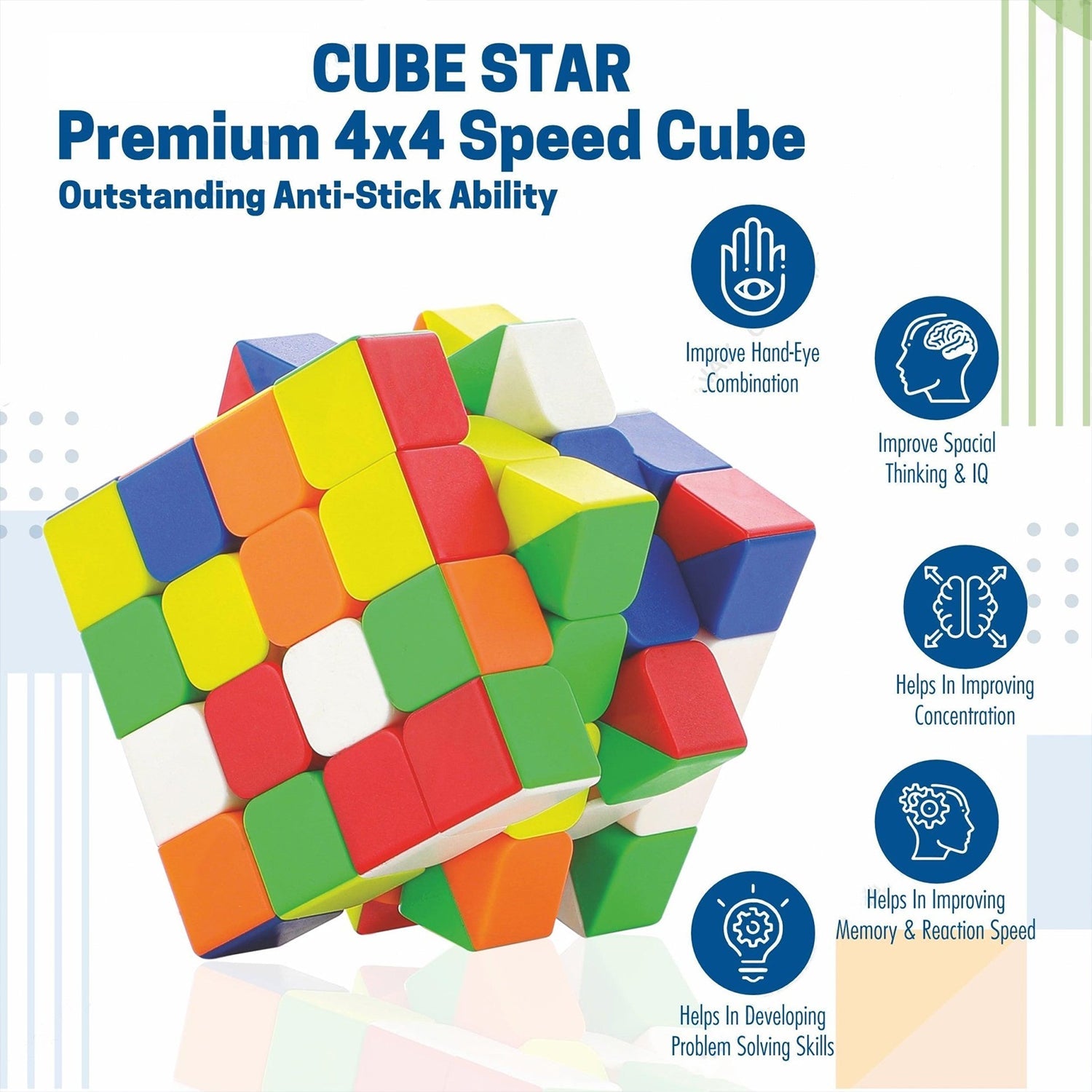 1975 Small Puzzles Cubes 4×4×4 High Speed Sticker Less Magic Cube Game, Kids and Professionals Magic Cube Puzzle Toy, Pack of 1, 8+ Years