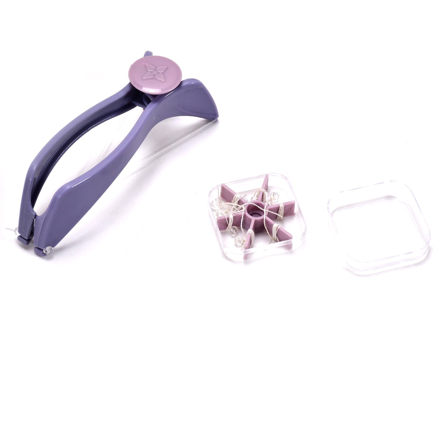 1214A Slique Painless Eyebrow, Upper Lips, Face and Body Hair Removal Threading Manual Tweezer Machine Shaver System Kit 