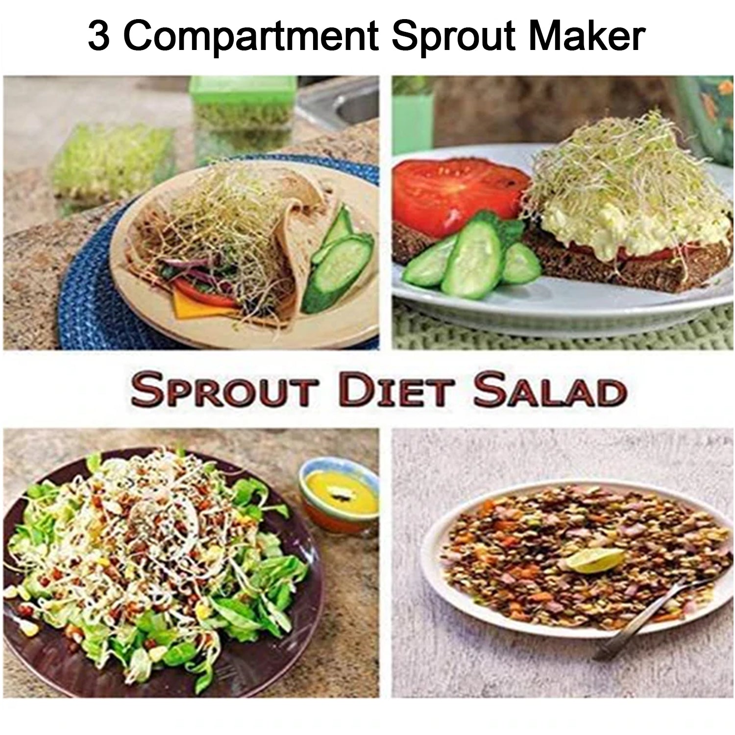 0093A Sprout Maker 3 Bowl Sprout Maker for Home (3 Layer) 