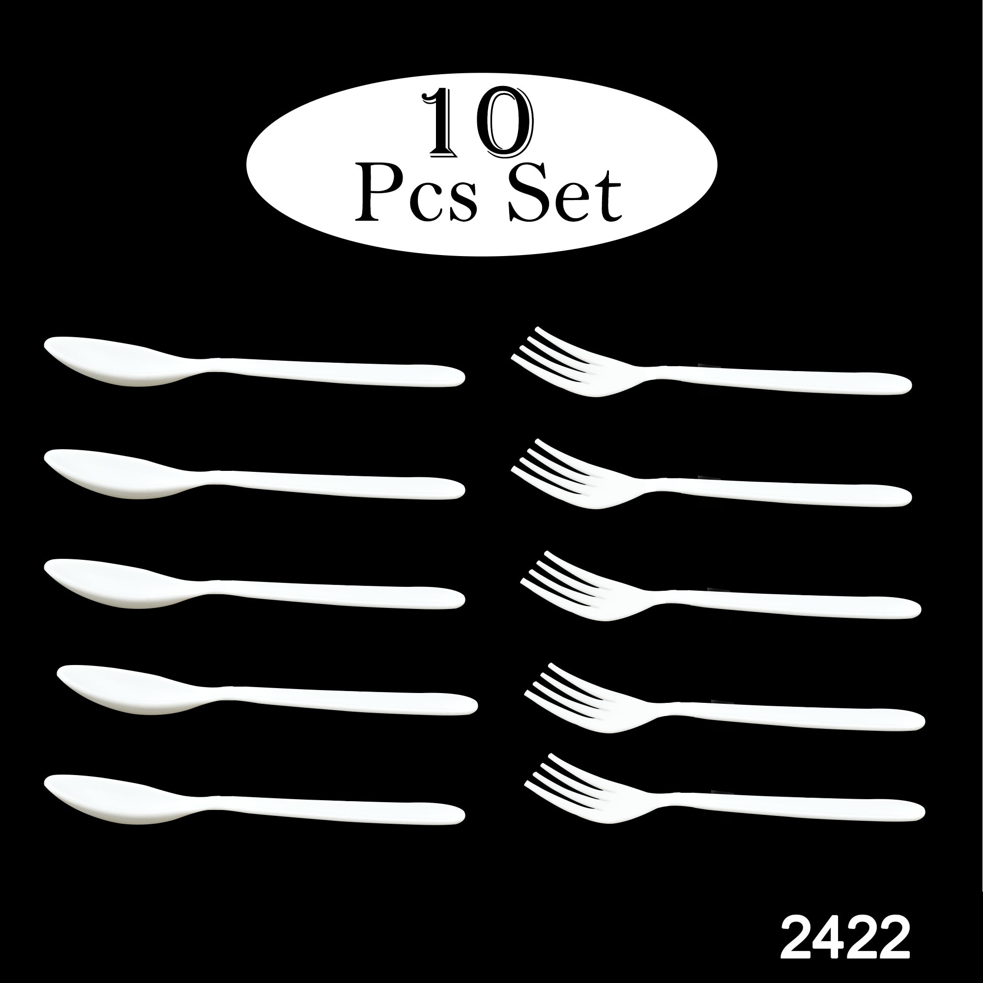 2422 Dinnerware Cutlery Premium Plastic Spoon And Fork Set - 10 pcs 