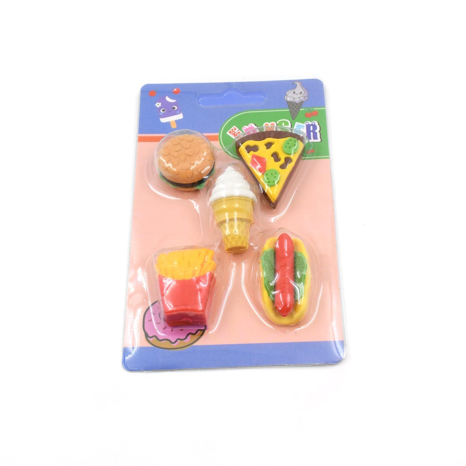 18028 3D Food Fancy & Stylish Colorful Erasers, Mini Eraser Creative Cute Novelty Eraser for Children Different Designs Eraser Set for Return Gift, Birthday Party, School Prize (1 Set / Mix Design & Color)