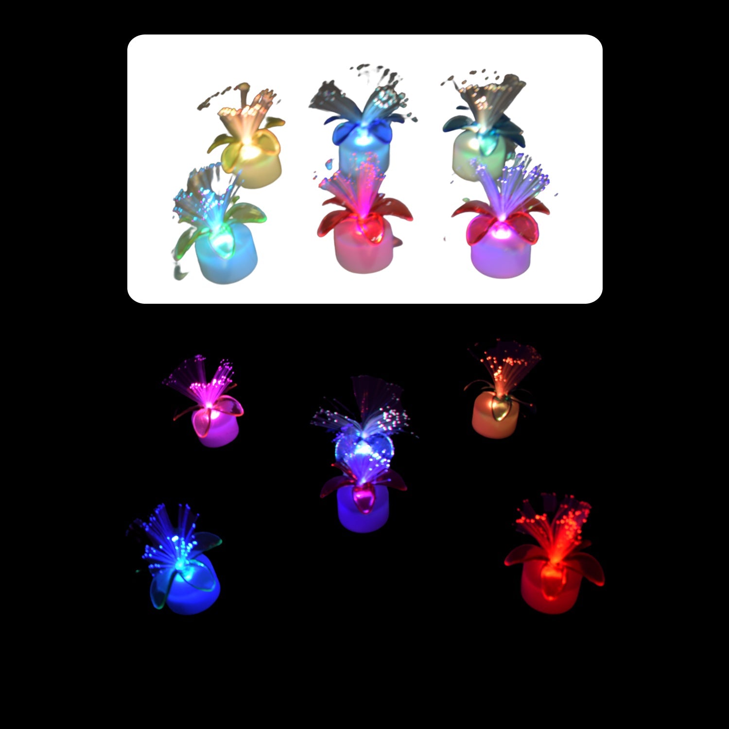 6237A Fiber Optic Light, Mini Color Change LED Table Centerpieces, Light Up Candle - Pack of 6