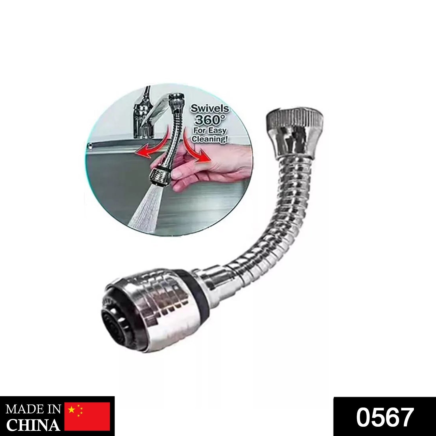 0567 Turbo Flex 360 Degree Rotatory Flexible Sink Water Saving Faucet Nozzle Sprayer 