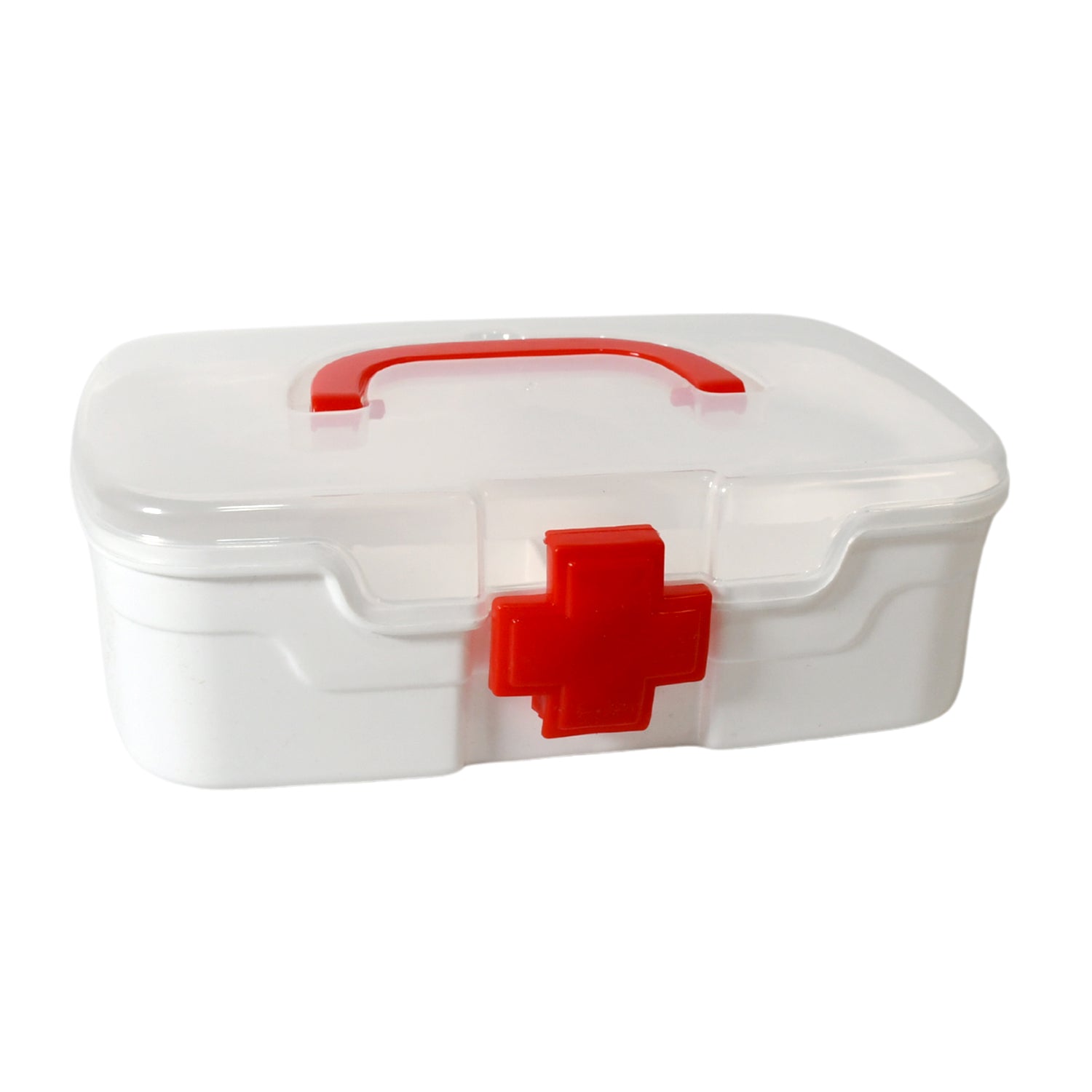 12734 Medical Box, 1 Piece, Indoor Outdoor Medical Utility, Medicine Storage Box, Detachable Tray Medical Box Multi Purpose Regular Medicine, First Aid Box with Handle & Transparent Lid