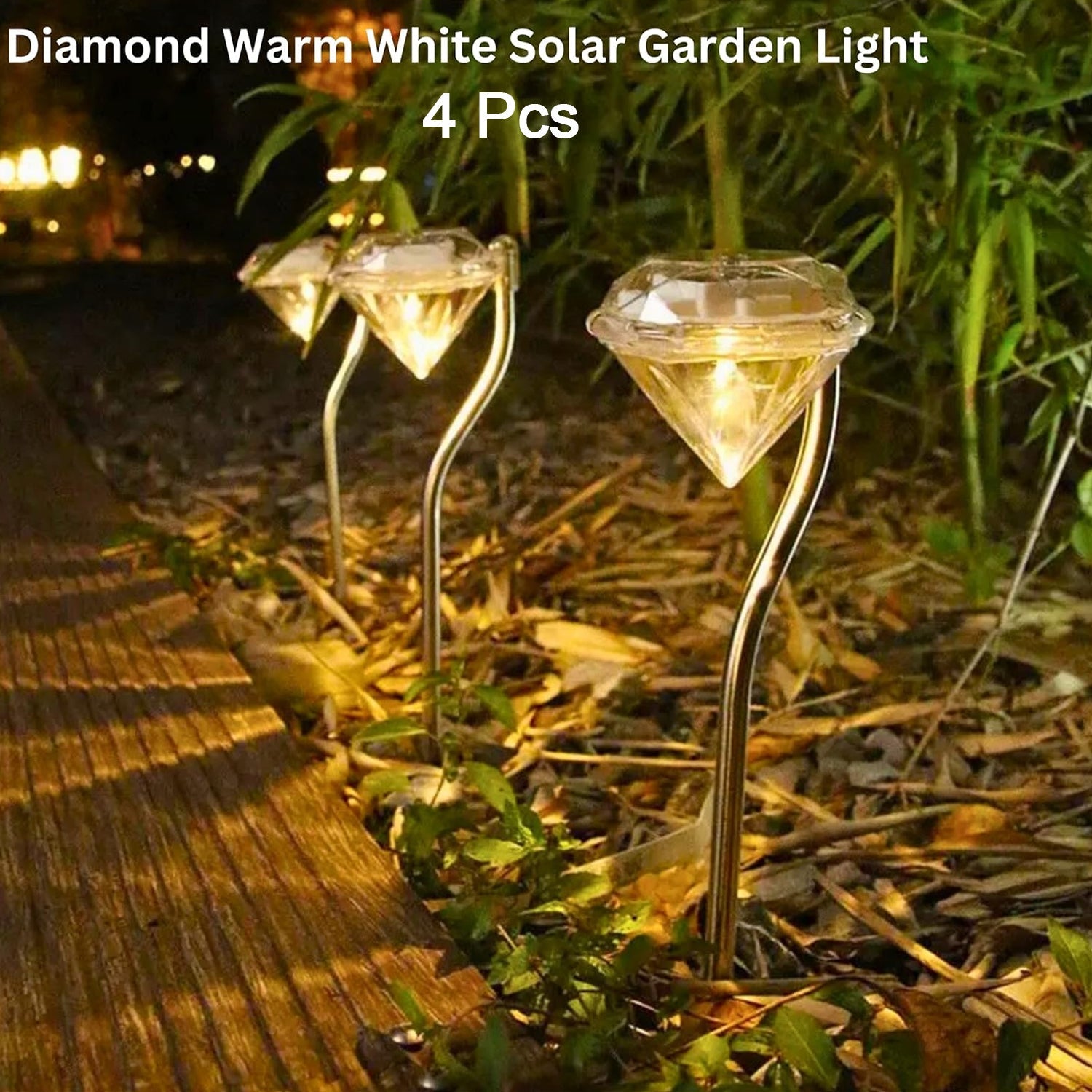 9220 Diamond Shaped Solar Powered Stake Lights, Waterproof Outdoor Solar Power Lawn Lamps Led Spot Light Garden Pathway Stainless Steel Solar Landscape Lighting (4 Pcs Set)