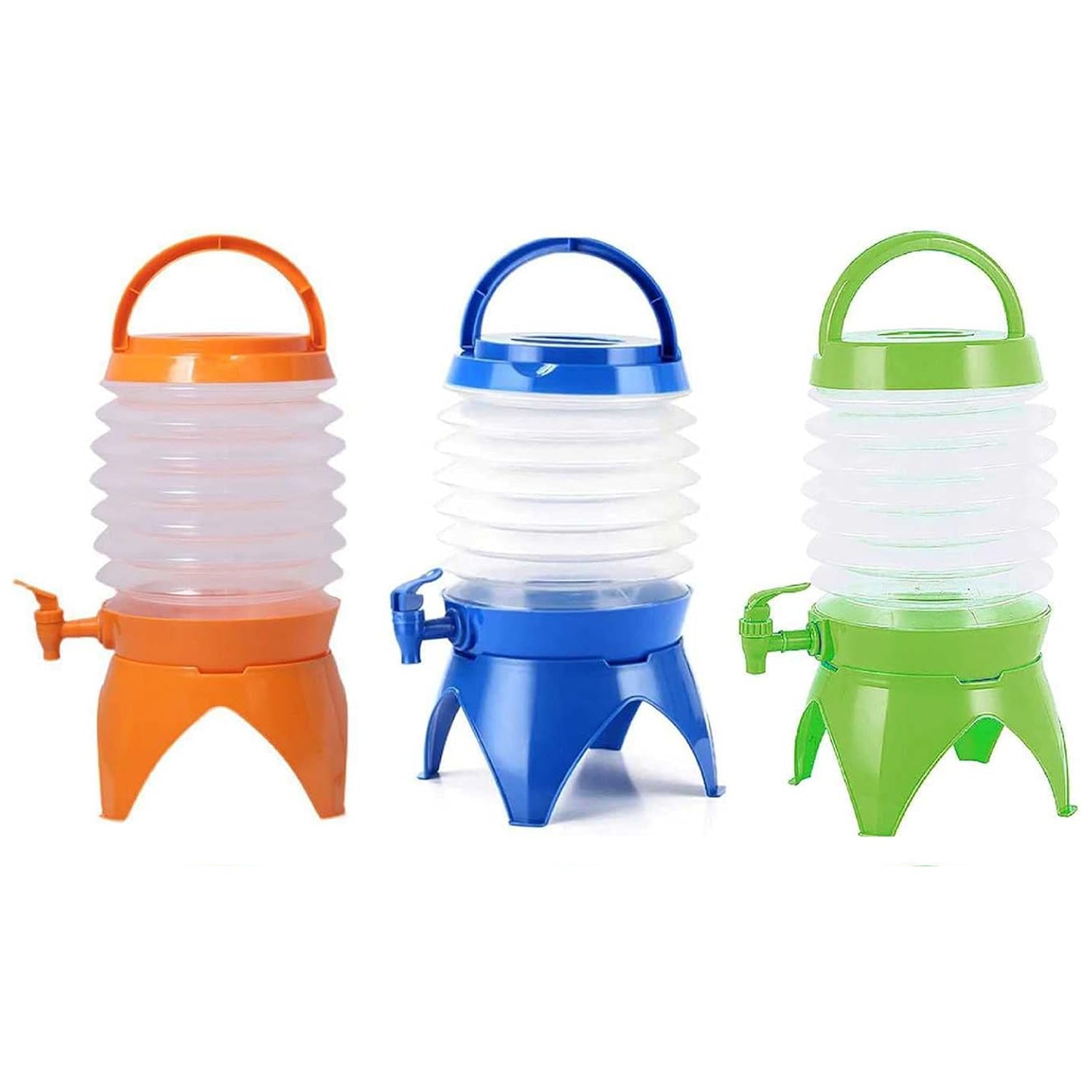 8241 Plastic Collapsible Beverages Container with Tap Cold Drink Dispenser Folding Water Storage Water Jug Tank for Home and Outdoor Party Traveling Picnic (3.5 Litter/ Multicolor)