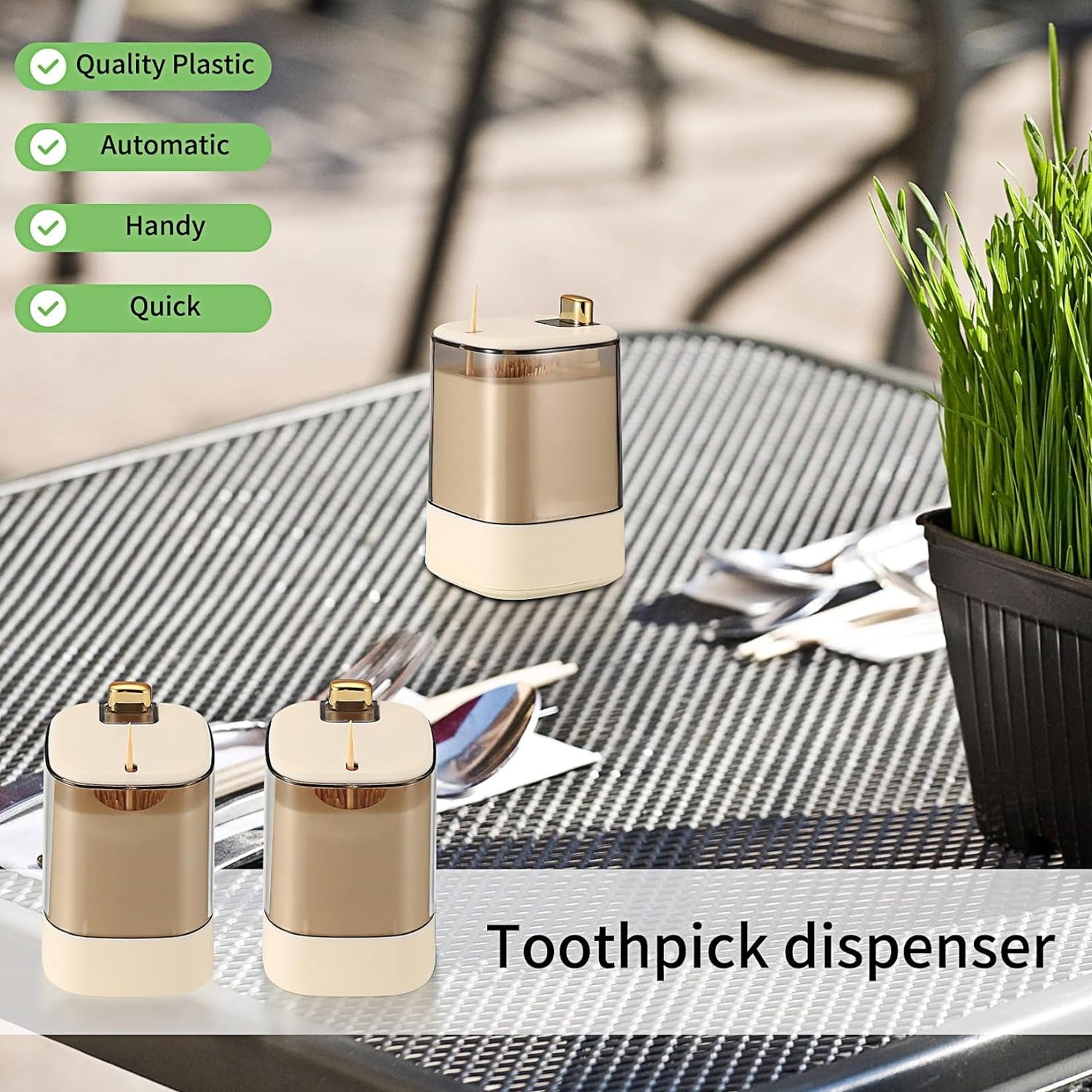 10029 Toothpick Holder Dispensers, Automatic Toothpicks Container, Toothpicks Storage Dispensers Box, for Home Living room Kitchen Restaurant (1 Pc)