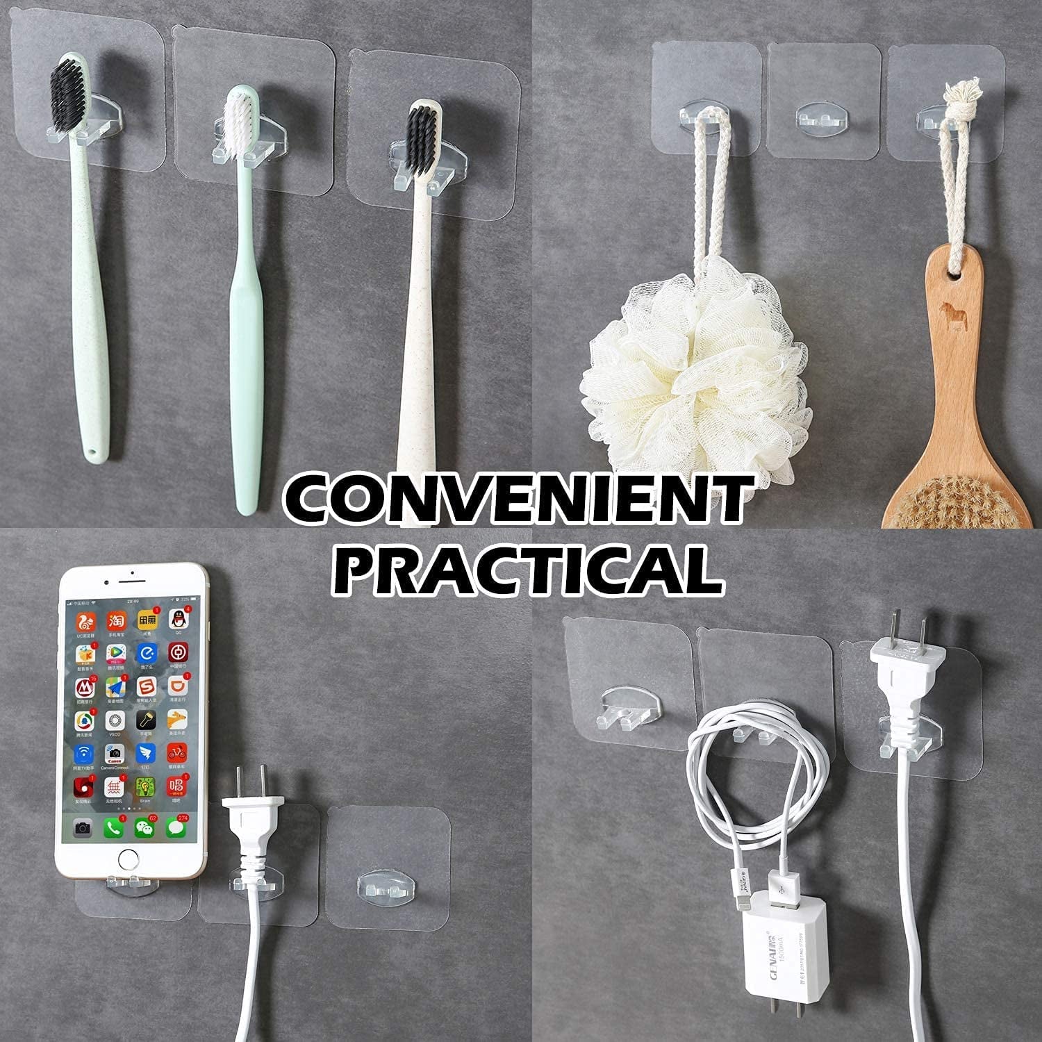 17777 Transparent Self Adhesive Hook Seamless Drill Free Removable Wall Mounted Hanger As Toothbrush Holder Power Plug Socket Holder Waterproof and Oil Proof (1 Pc)