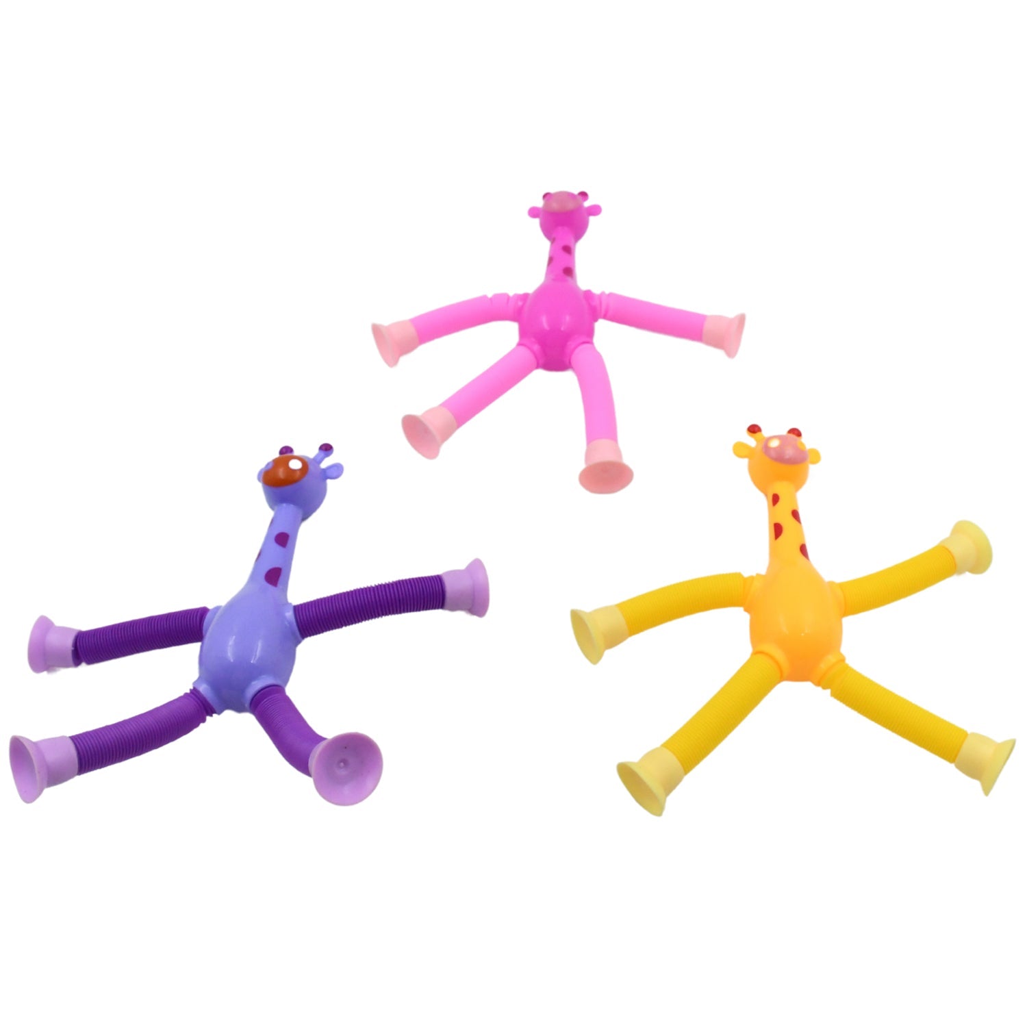 17970 LED Telescopic Suction Cup Giraffe Toy, Pop Tubes Fidget Toys, Shape Changing Telescopic Sensory Tubes Fidget Tubes Sensory Toys Suction Toy, Funny Gift (3 Pcs Set)