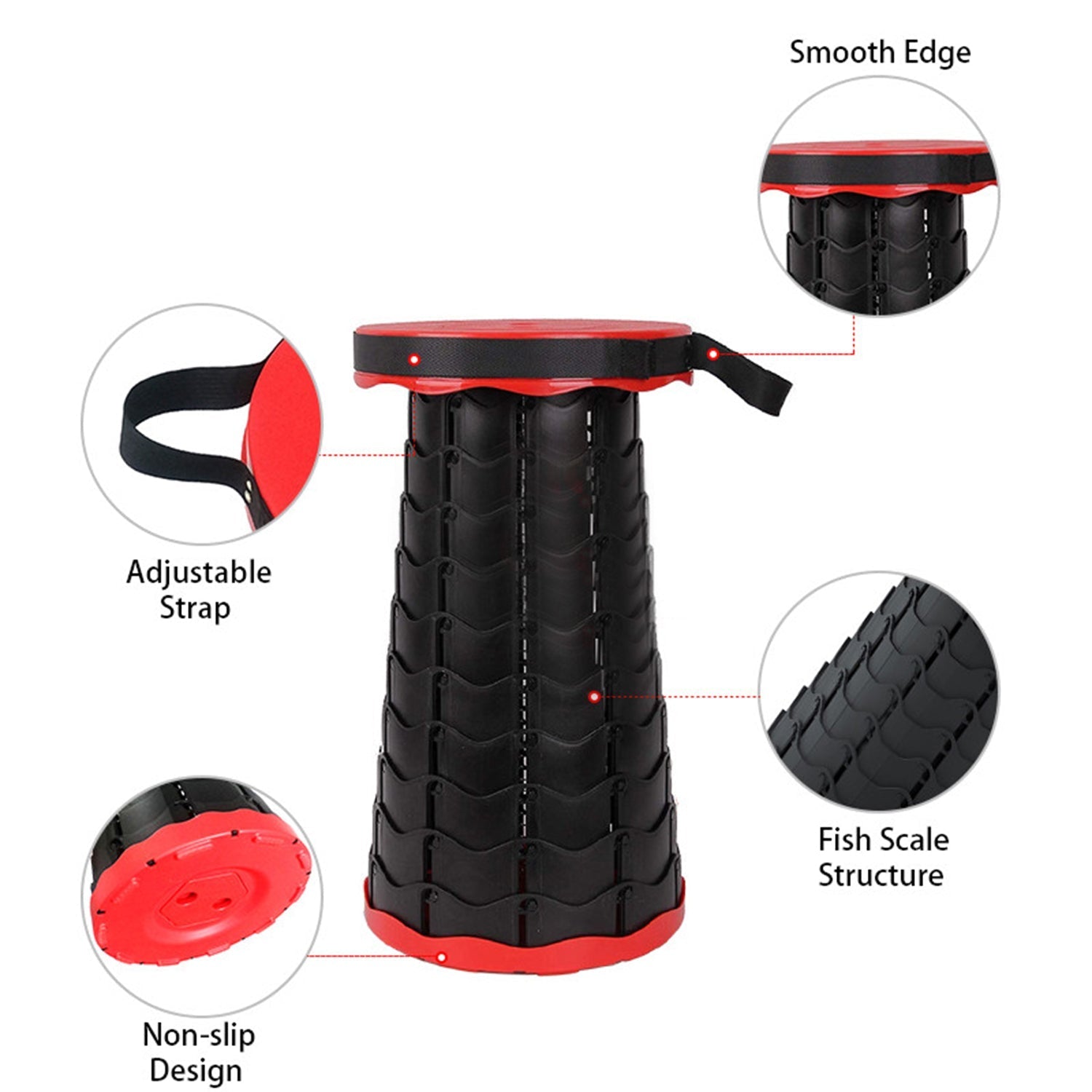 2169 Foldable Retractable Height Adjusting Stool Space Saving Telescopic Stool for Fishing Hiking Stool for Adults and Kids. 