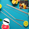 0600 Reusable Stainless Steel Straws with Travel Case Cleaning Brush Eco Friendly Extra Long Metal Straws Drinking Set of 4 (2 Straight straws, 1 Bent straws, 1 Brush)