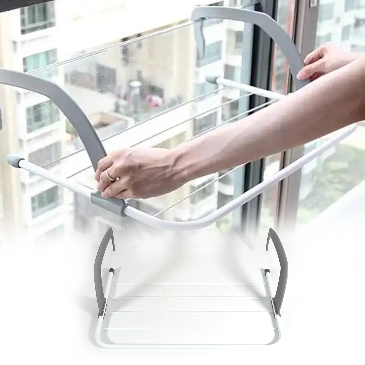 0333 Metal Steel Folding Drying Rack for Clothes Balcony Laundry Hanger for Small Clothes Drying Hanger Metal Clothes Drying Stand, Socks and Plant Storage Holder Outdoor / Indoor Clothes-Towel Drying Rack Hanging on The Door Bathroom