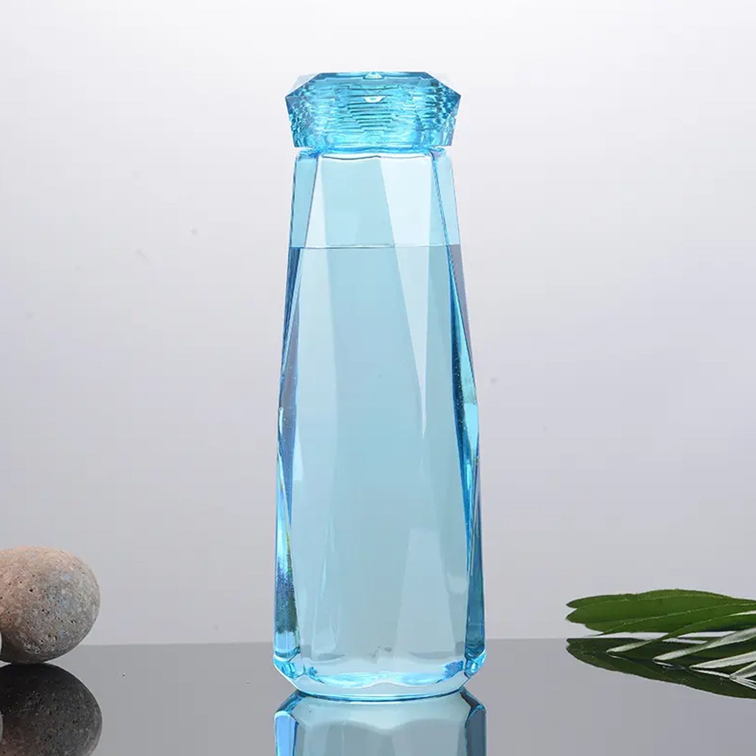 5213 Glass Fridge Water Bottle Plastic Cap With Two Water Glass For Home & Kitchen Use 