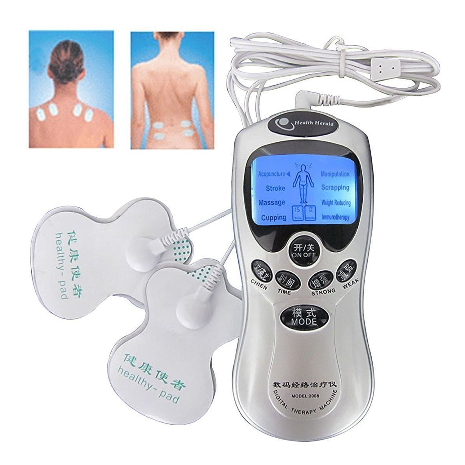 6723 Multifunctional Massager, Health Care Digital Chinese Meridian Tens Therapy Massager Relax Body Muscle Acupuncture Machine 4 Electrode Pads & Charger Adapter and Cable, Physiotherapy, Electric Digital Therapy neck back Mane Massage