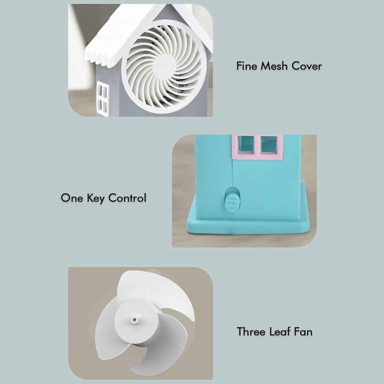 4799 Mini House Fan House Design Rechargeable Portable Personal Desk Fan For Home , Office & Kids Use (Battery Not Include)