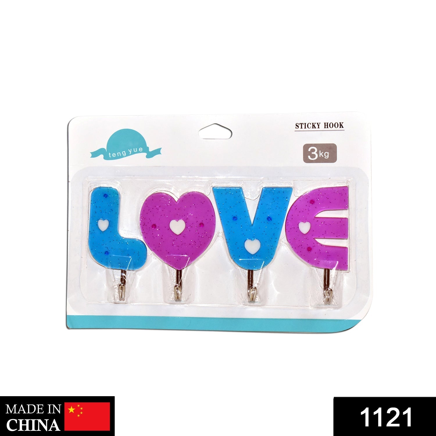 1121 Love Shape Self Adhesive Hooks 