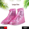 4541 Plastic Shoes Cover Reusable Anti-Slip Boots Zippered Overshoes Covers Pink, Transparent Waterproof Snow Rain Boots for Kids/Adult Shoes, for Rainy Season (L Size1 Pairs)