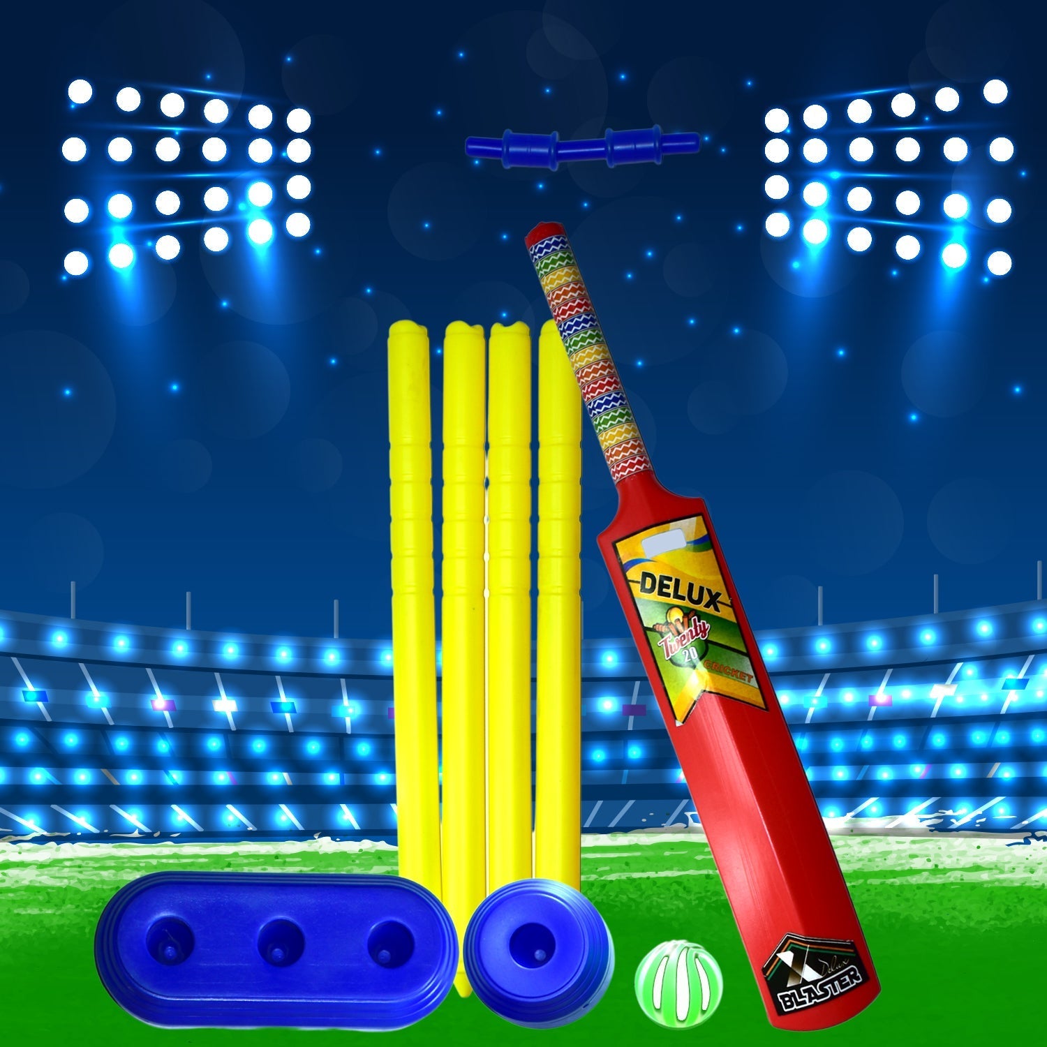 8014 Plastic Cricket Set with Stump,Ball and Bat Kit 