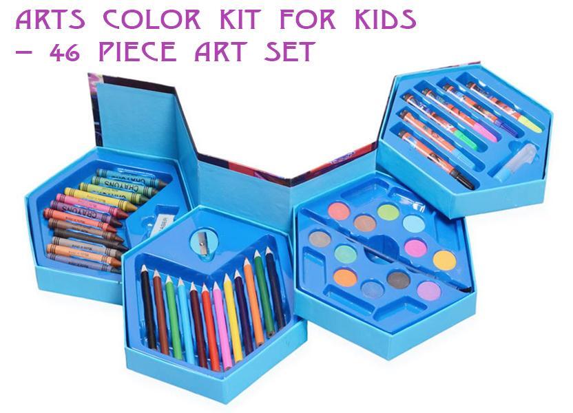 859 46 Pcs Plastic Art Colour Set with Color Pencil, Crayons, Oil Pastel and Sketch Pens 