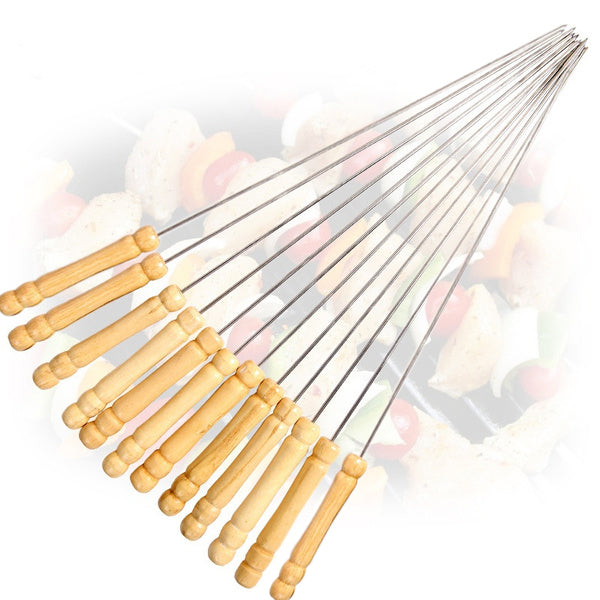 2228 Barbecue Skewers for BBQ Tandoor and Gril with Wooden Handle - Pack of 12 