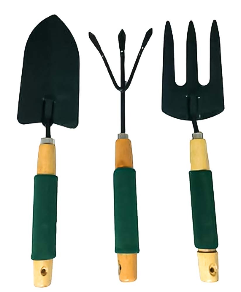 1505 Gardening Tool Wood Handle Cultivator Trowel Forks Tool Set (3 pack) 