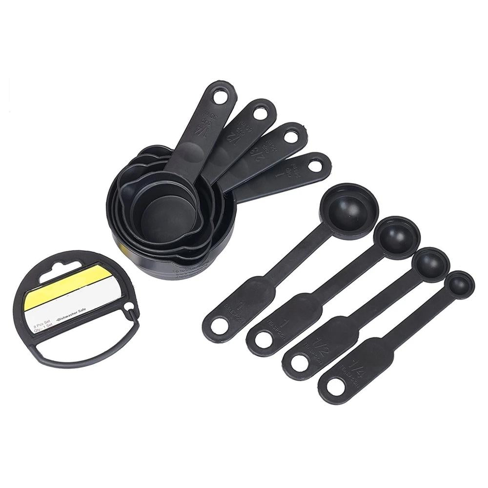 106 Plastic Measuring Cups and Spoons (8 Pcs, Black)  Tapaswee Enterprise