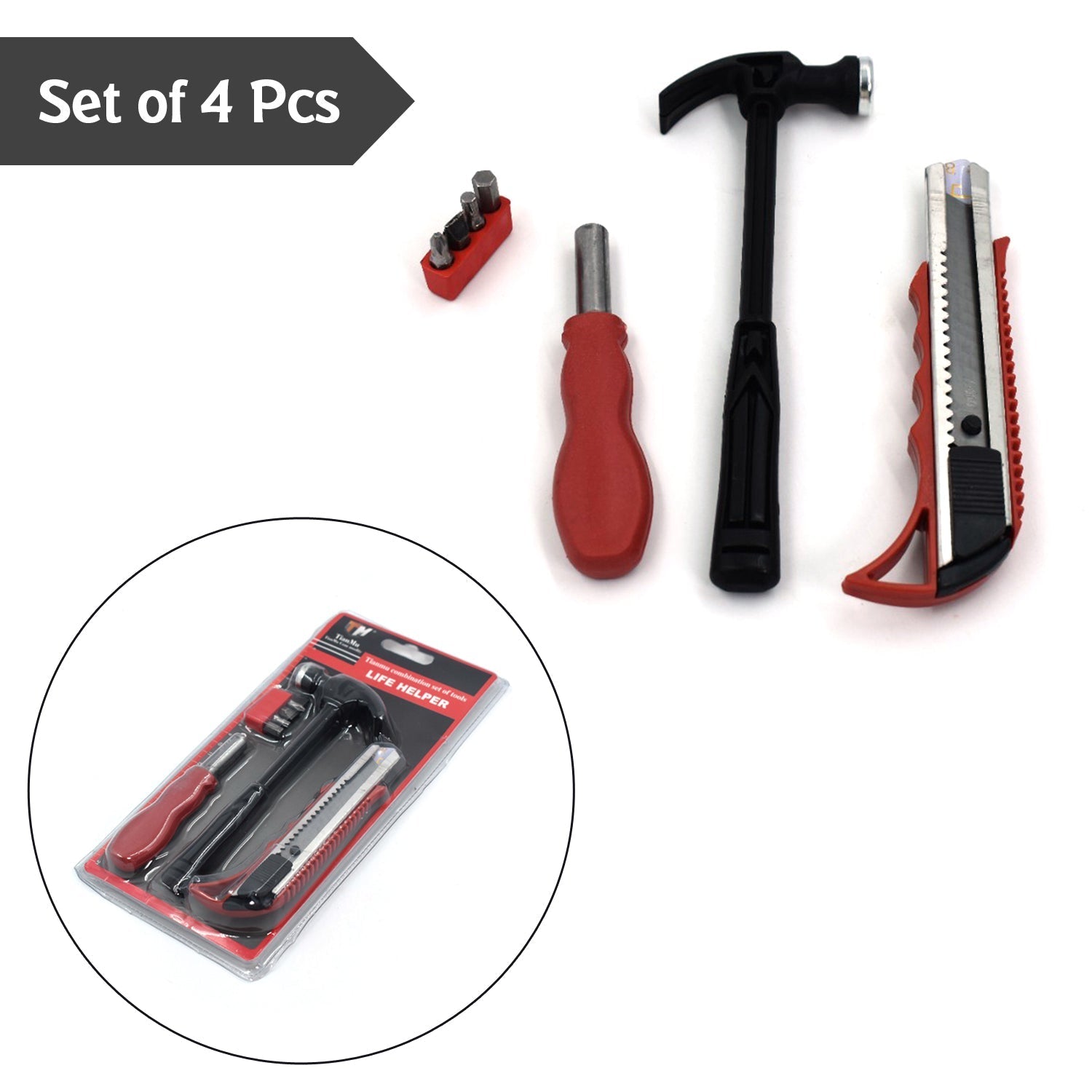 9042A 4PCS HELPER TOOL SET USED WHILE DOING PLUMBING AND ELECTRICIAN REPAIRMENT IN ALL KINDS OF PLACES LIKE HOUSEHOLD AND OFFICIAL DEPARTMENTS ETC. 