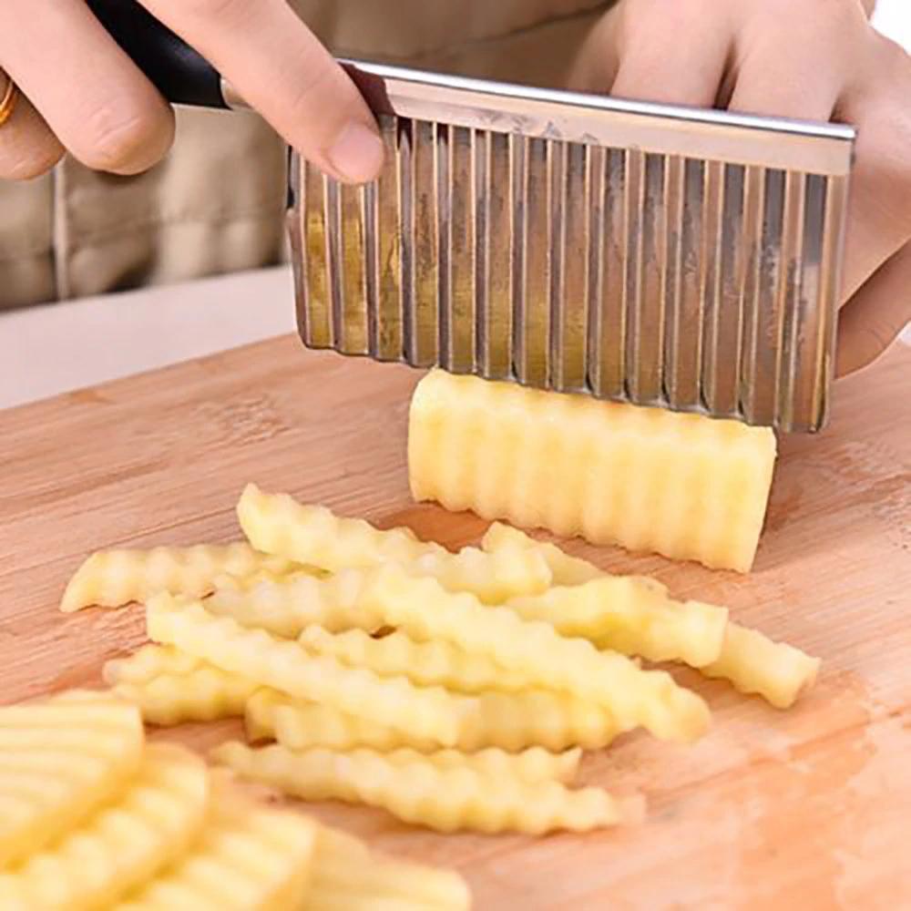 2007_Crinkle Cut Knife Potato Chip Cutter With Wavy Blade French Fry Cutter 