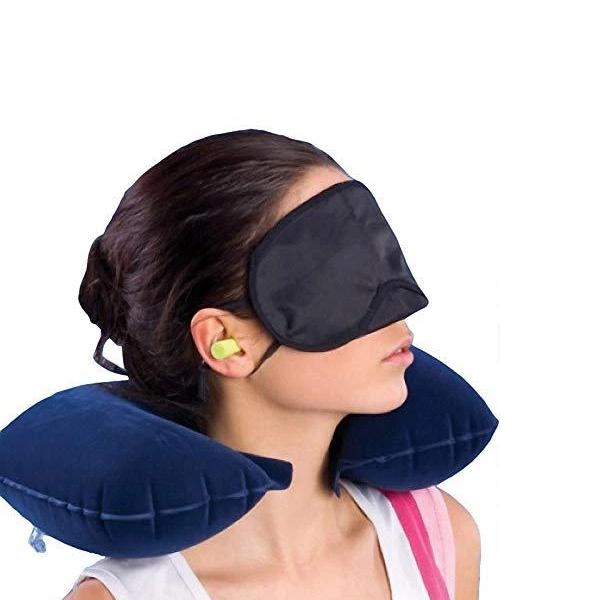 505 -3-in-1 Air Travel Kit with Pillow, Ear Buds & Eye Mask  Tapaswee Enterprise WITH BZ LOGO