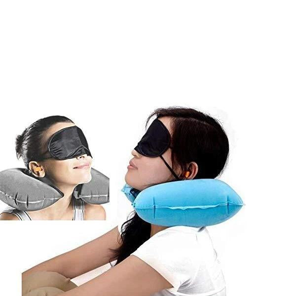 505 -3-in-1 Air Travel Kit with Pillow, Ear Buds & Eye Mask  Tapaswee Enterprise WITH BZ LOGO