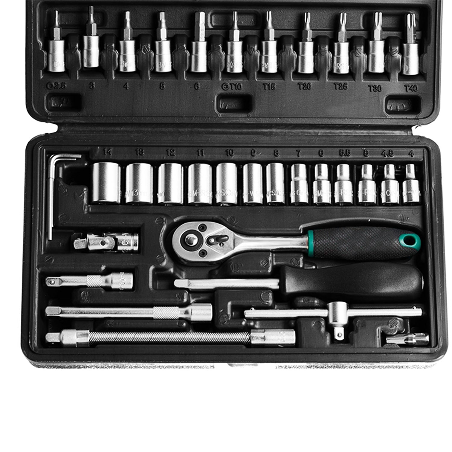 46pcs Metal 1 / 4"" Socket Set (Black, 46pcs)