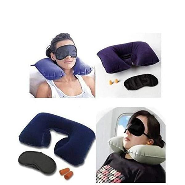 505 -3-in-1 Air Travel Kit with Pillow, Ear Buds & Eye Mask  Tapaswee Enterprise WITH BZ LOGO