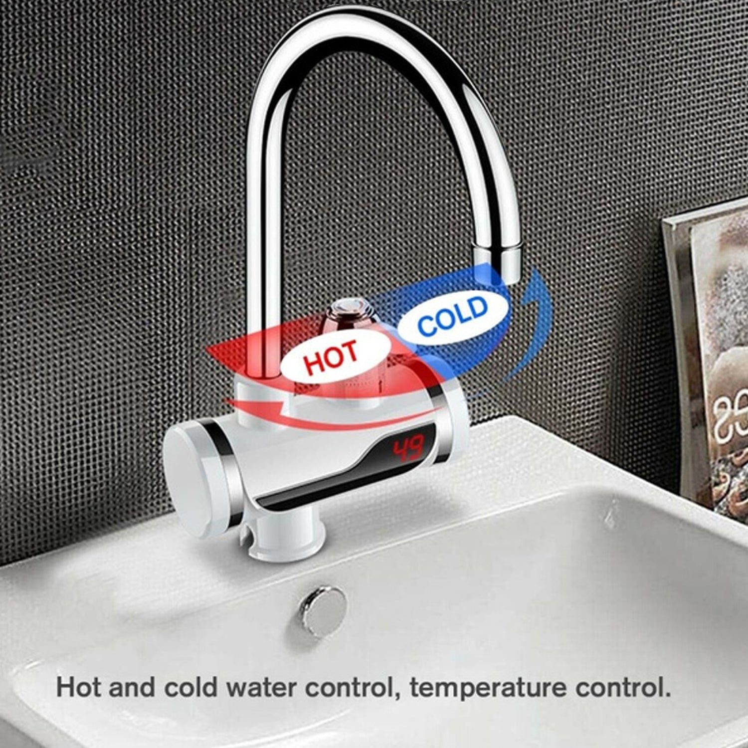 1684A Stainless Steel LED Digital Display Instant Heating Electric Water Heater Faucet Tap, Geyser 