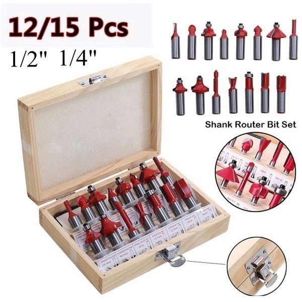 0406 12 / 15pcs Milling Cutter Router Bit Set