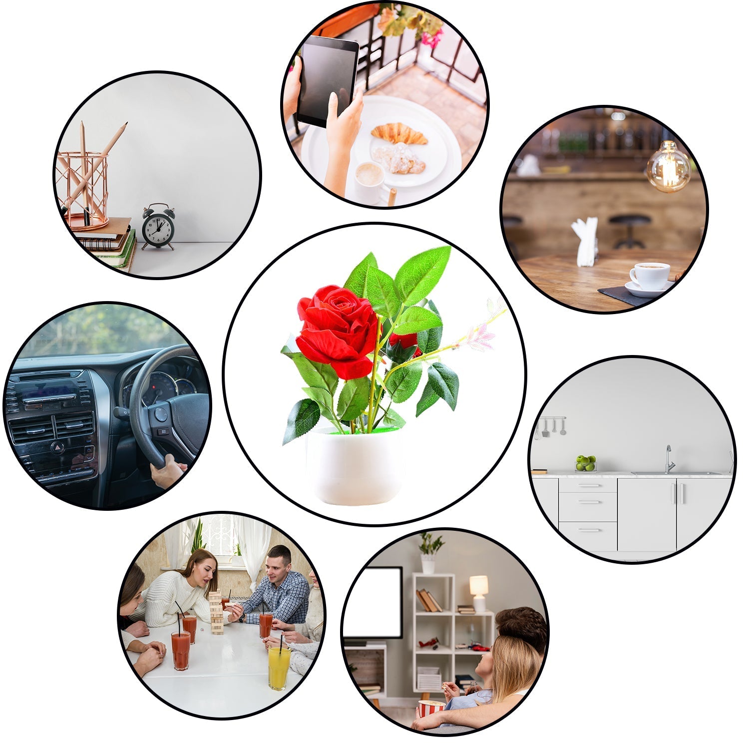 4863 Artificial Rose Flower Plant With Pot, For Home Office Or Gift 