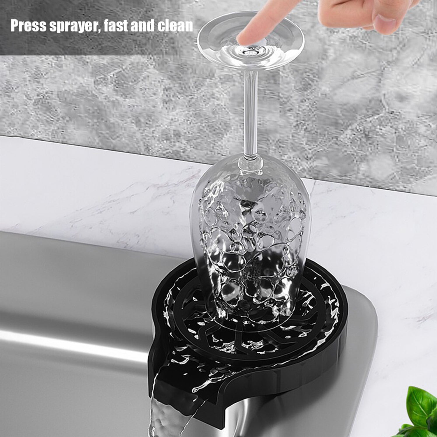 2232 Automatic Cup Washer or Glass Rinser for Kitchen Sink, Black Kitchen Sink Cleaning Spray Cup Washer, Bar Glass Washer. 