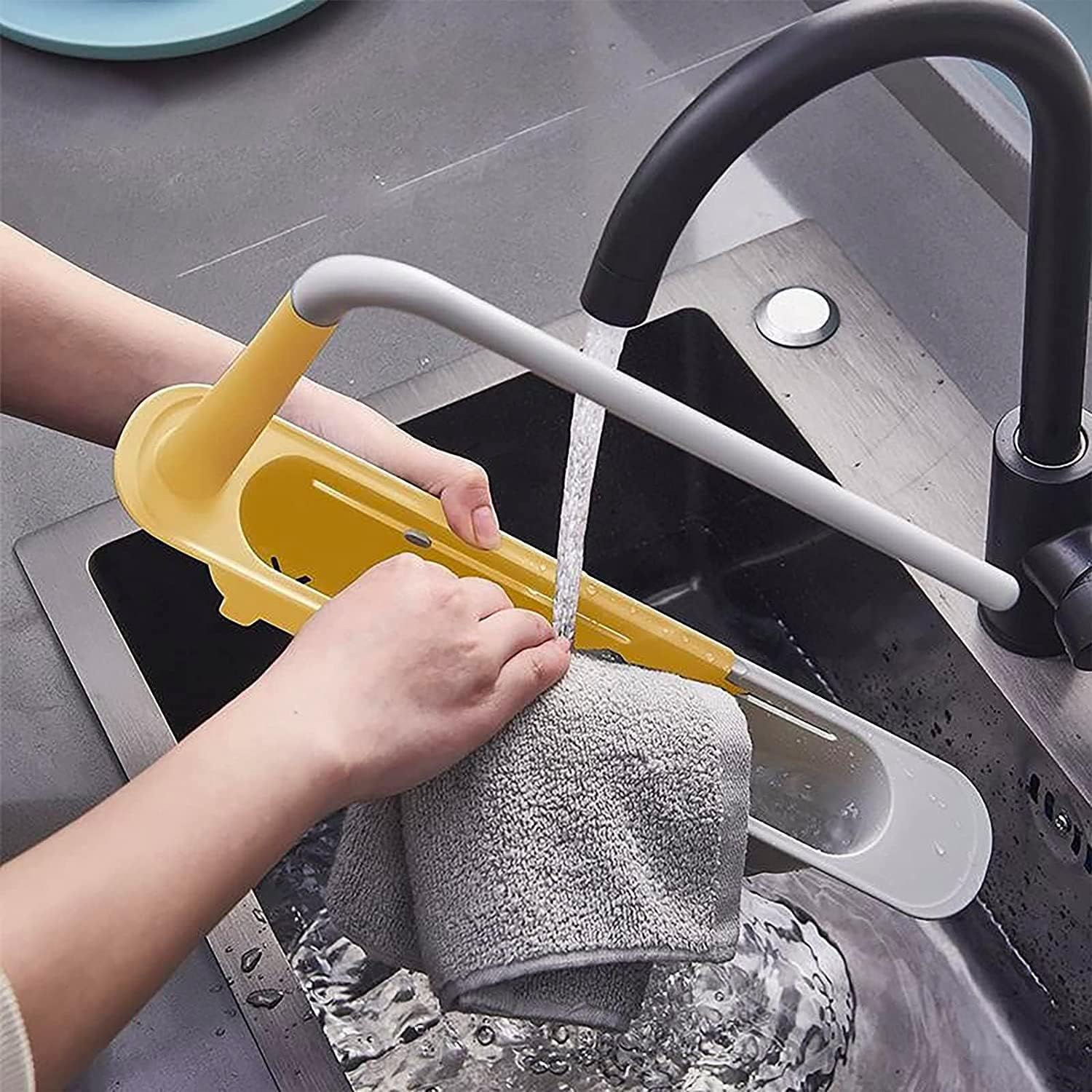 7723 Telescopic Sink Storage Rack Material Kitchen Rag Rack Dishwashing Organizer Shelf Drain Basket Pp Under Sink Organizers ( Mic Color 1 Pc)