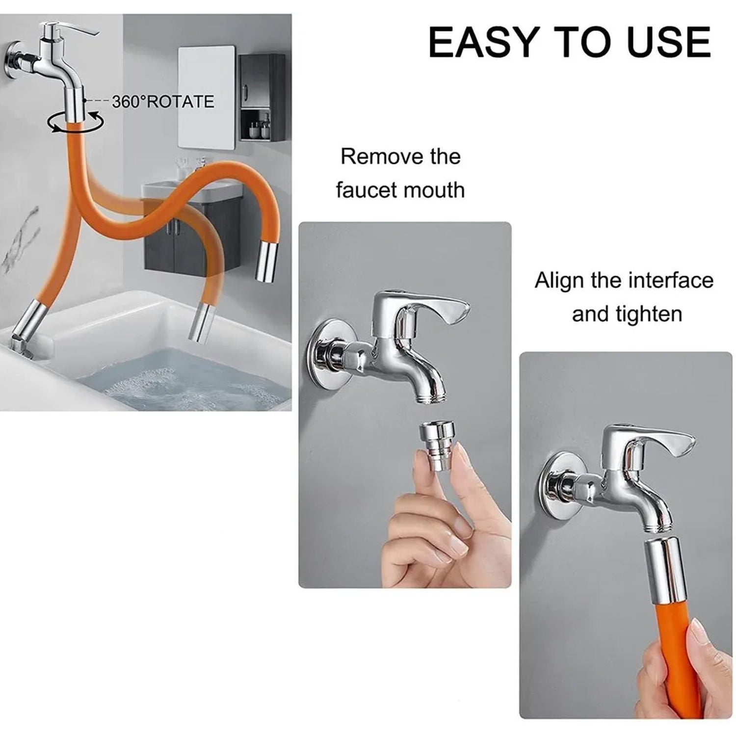 9087b Flexible Water Tap Extender, Universal Foaming Extension Tube with Connector, 360 Free Bending Faucet Extender, Adjustable Sink Drain Extension (46cm) 