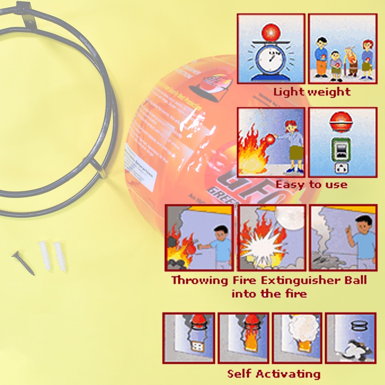 4971 GFO (Green Fire Ball) Automatic Fire Safety Ball for Office School Warehouse Home | FIRE Extinguisher Ball. 